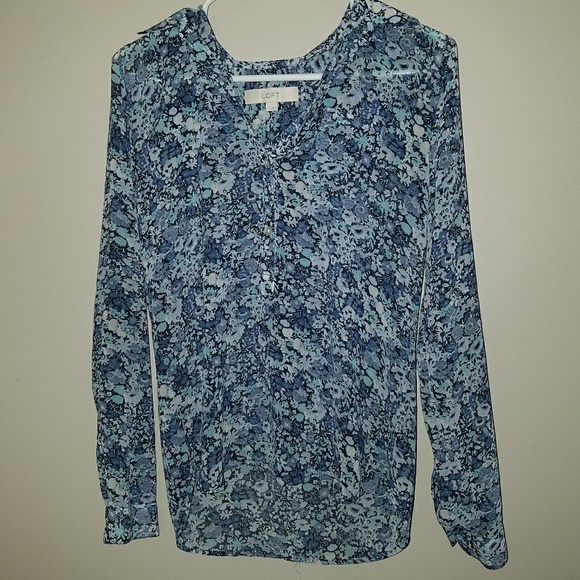 LOFT Tops - Blue Flowery Blouse